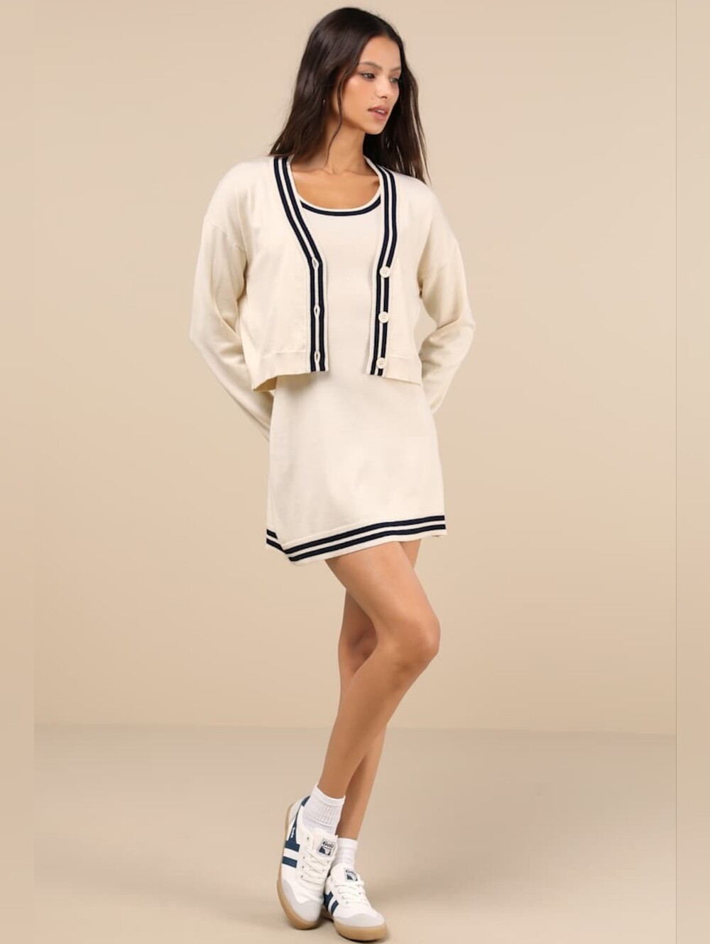 Lulus Charming Duo Set Tennis Knit Dress Cardigan Size S NWT
